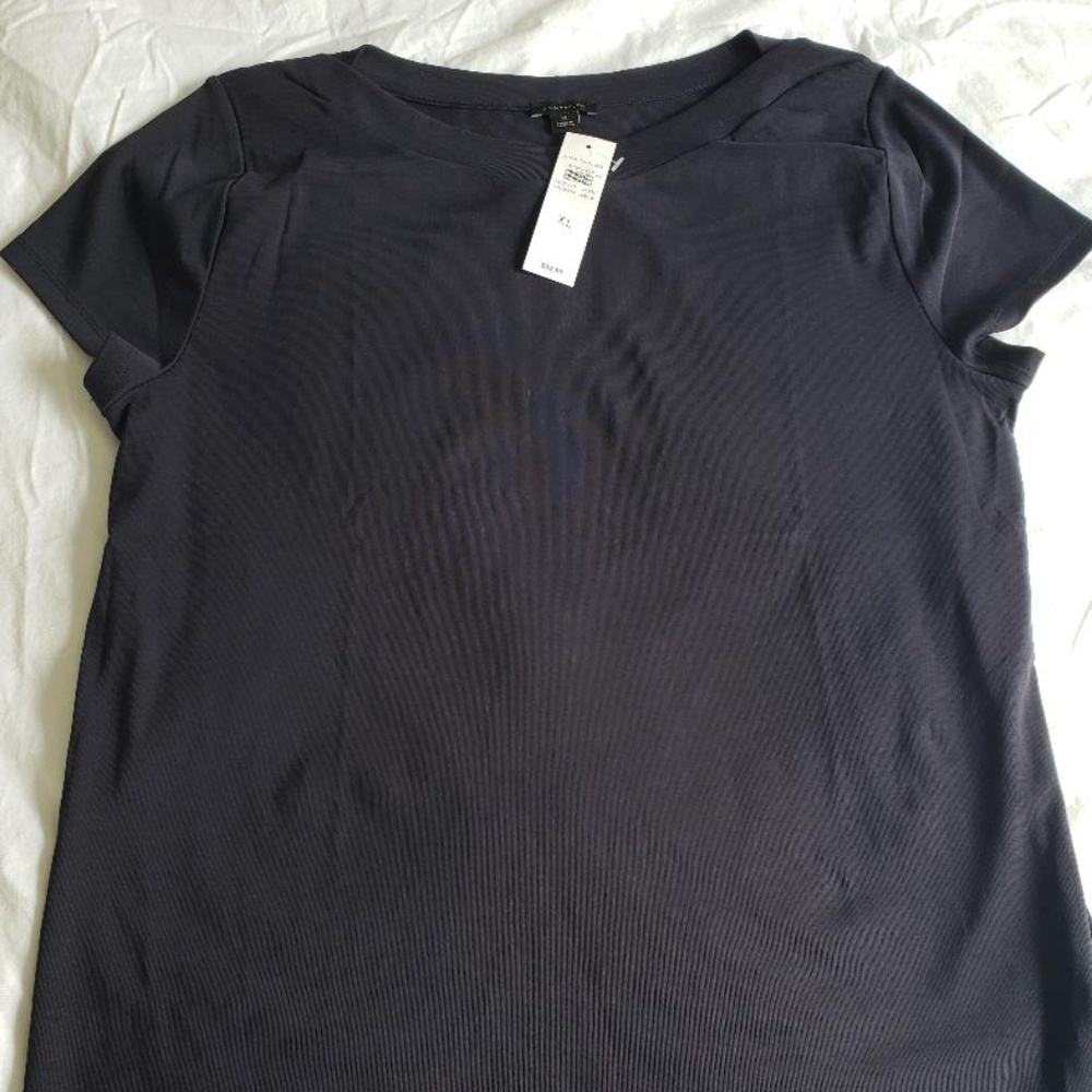 Ann Taylor Navy Blue Boat-neck Tee - Never Worn